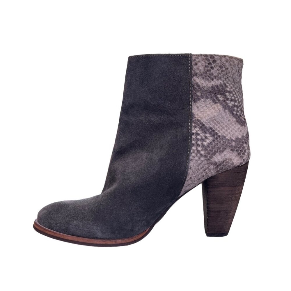 Alpe Women's Suede & Snakeskin Heeled Ankle Boots Size 39 / US 8 Gray Spain - Picture 7 of 10